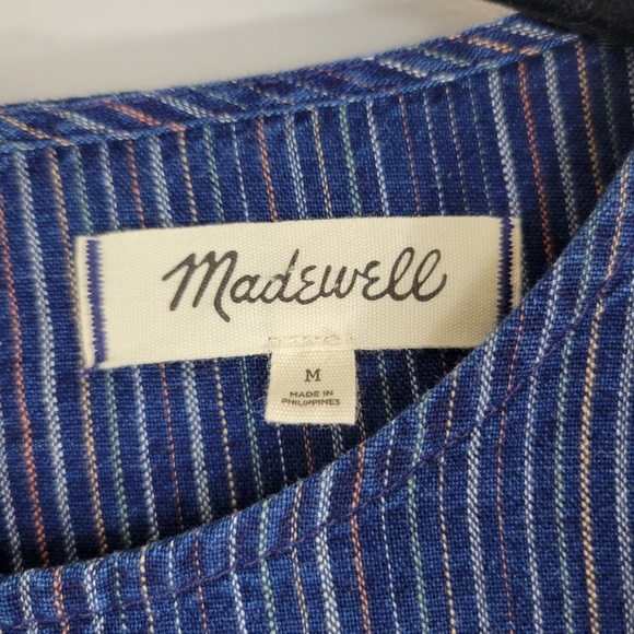 MADEWELL ruffle front Cecile rainbow stripe long sleeve dainty romantic top - Picture 8 of 11